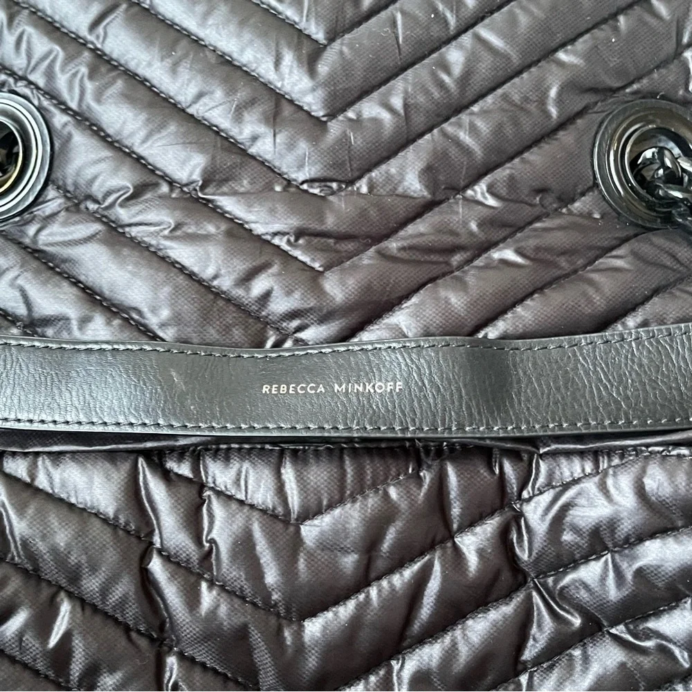 REBECCA MINKOFF Quilted‎ Chevron Backpack Black Chain Handle Designer Bag